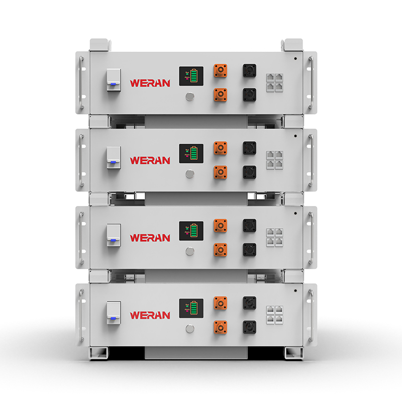 WERAN WRL-48100RW 51.2V 100Ah Ceallraí Raca LiFePO4 (5.12kWh) - 8000 Timthriall, CAN/RS485, Baile Inchrite ESS