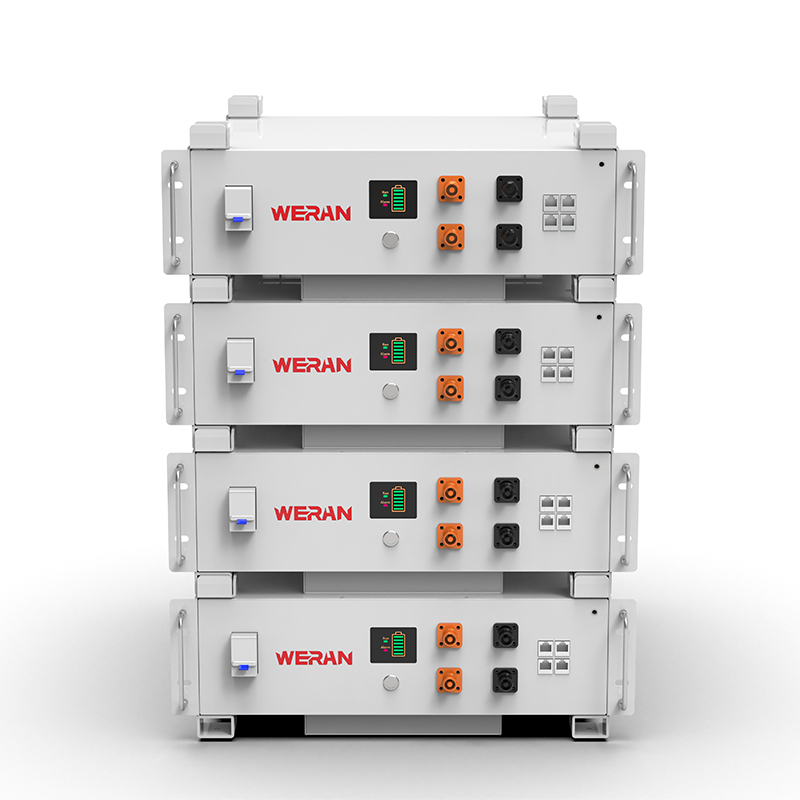 WERAN WRL-48100RW 51.2V 100Ah Ceallraí Raca LiFePO4 (5.12kWh) - 8000 Timthriall, CAN/RS485, Baile Inchrite ESS