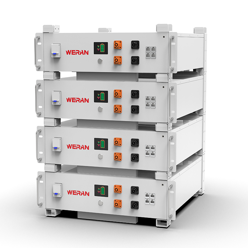 WERAN WRL-48100RW 51.2V 100Ah Ceallraí Raca LiFePO4 (5.12kWh) - 8000 Timthriall, CAN/RS485, Baile Inchrite ESS