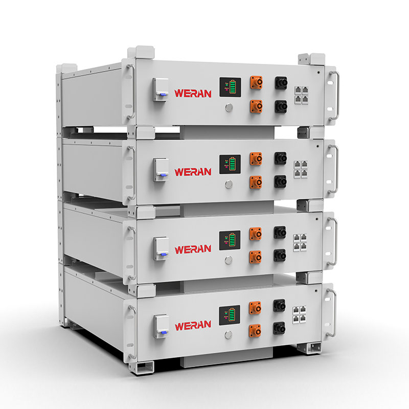 WERAN WRL-48100RW 51.2V 100Ah Ceallraí Raca LiFePO4 (5.12kWh) - 8000 Timthriall, CAN/RS485, Baile Inchrite ESS