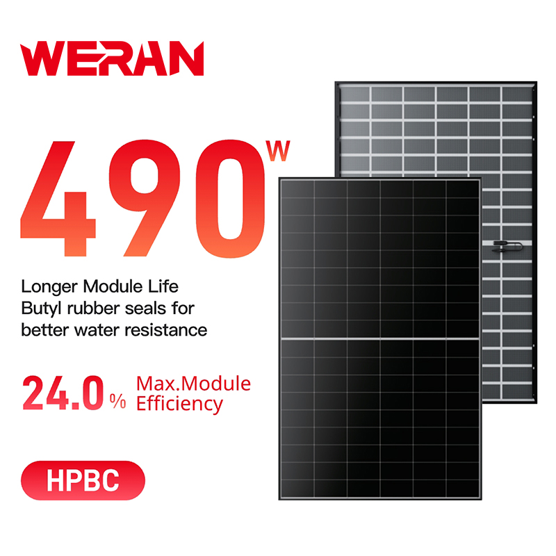 WERAN EcoLife 480-490W Dual Gloine BC Painéal Gréine LR7-54HJD Modúl PV Cónaithe Ard-Deireadh